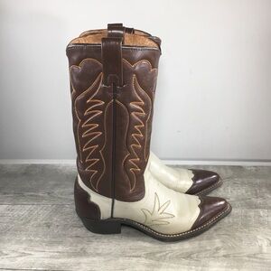 Vintage Texas Western Cowboy 2-Tone Leather Womens Southwestern Boots Size 6.5